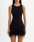 Martina Feather Hem Mini Dress - Black