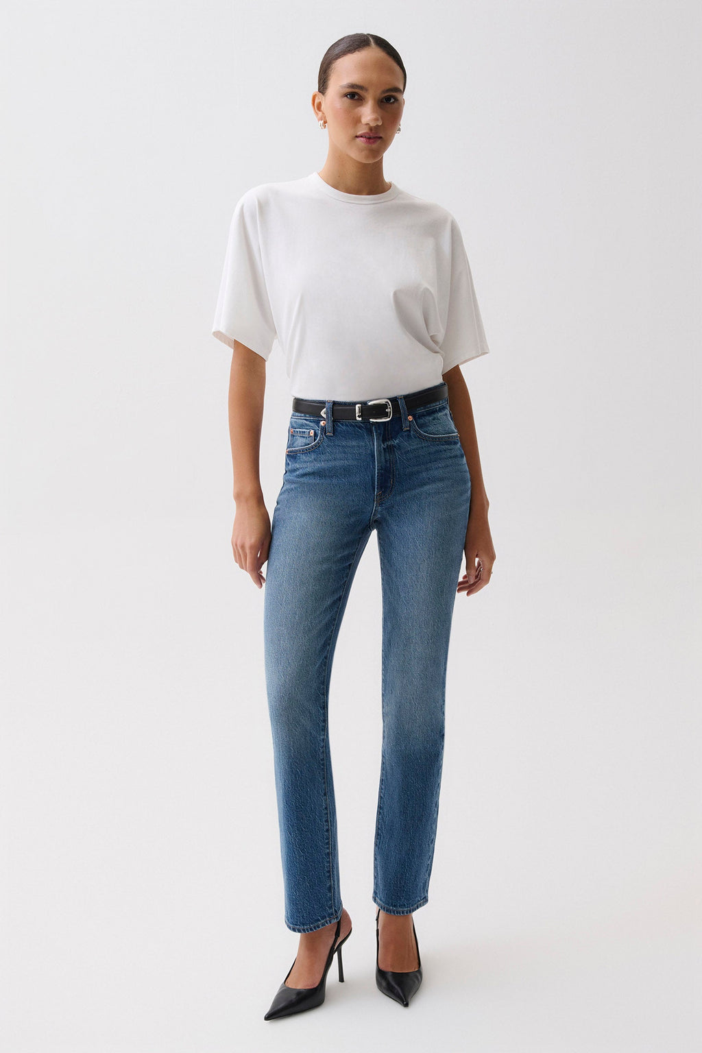 Aleks Mid Rise Straight - Sea Salt - front