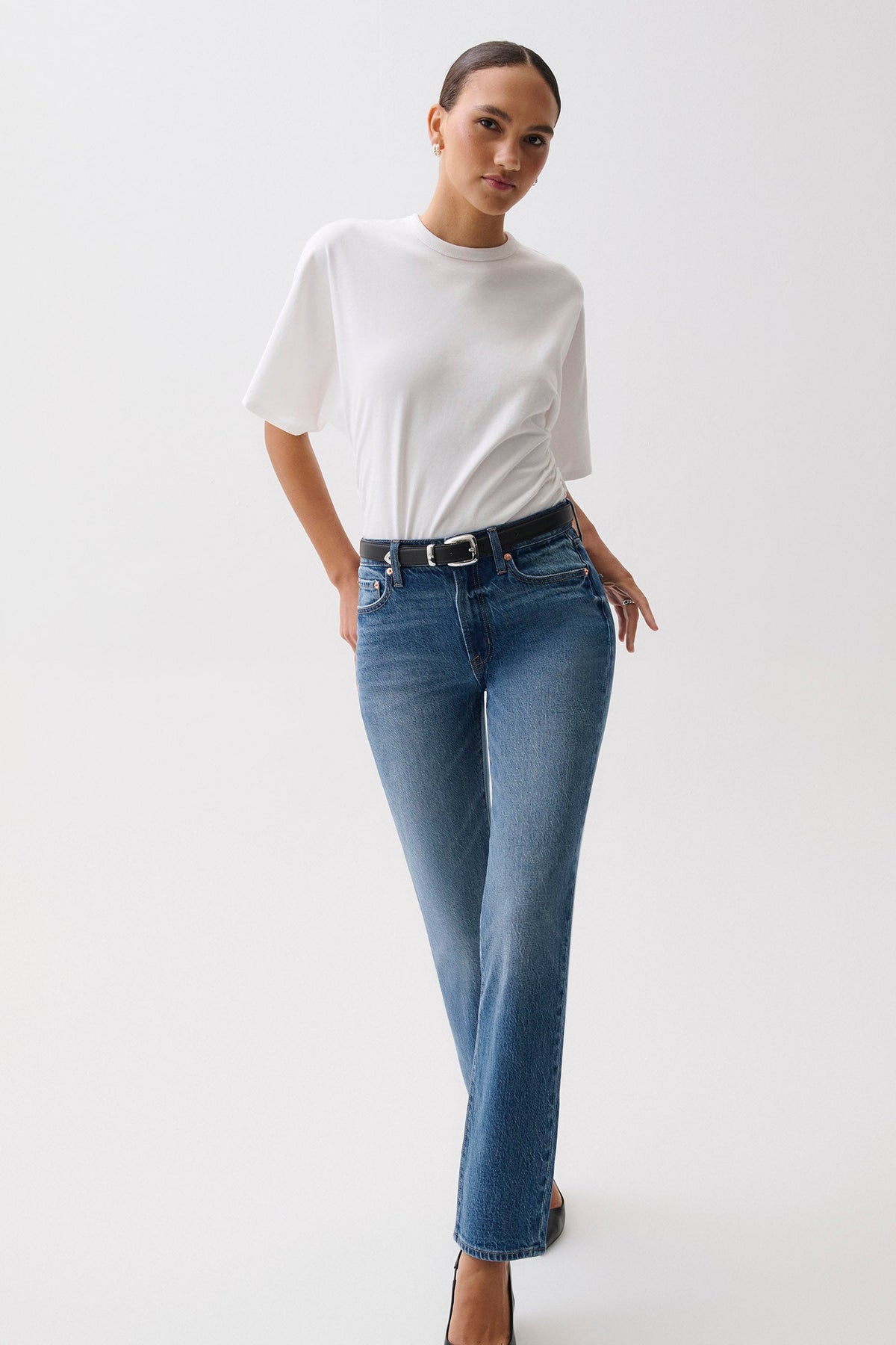 Aleks Mid Rise Straight - Sea Salt - detail