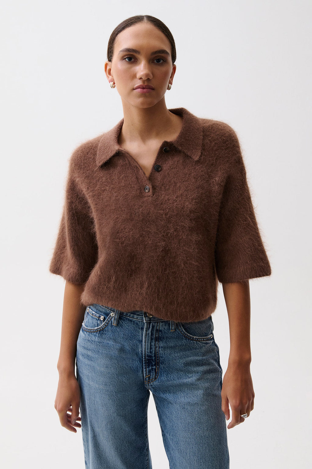 Nadya Alpaca Blend polo sweater - front