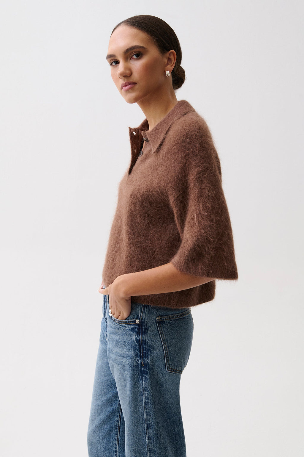 Nadya Alpaca Blend polo sweater - side