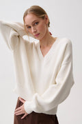 Nikkia white cotton sweater - front