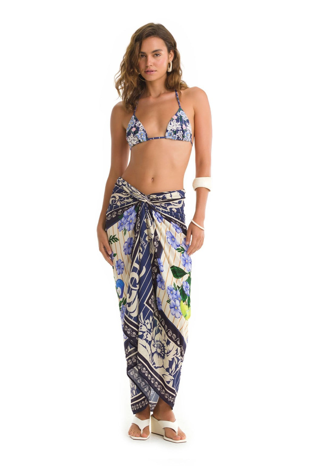 Varsity Marine pareo cover-up — front view