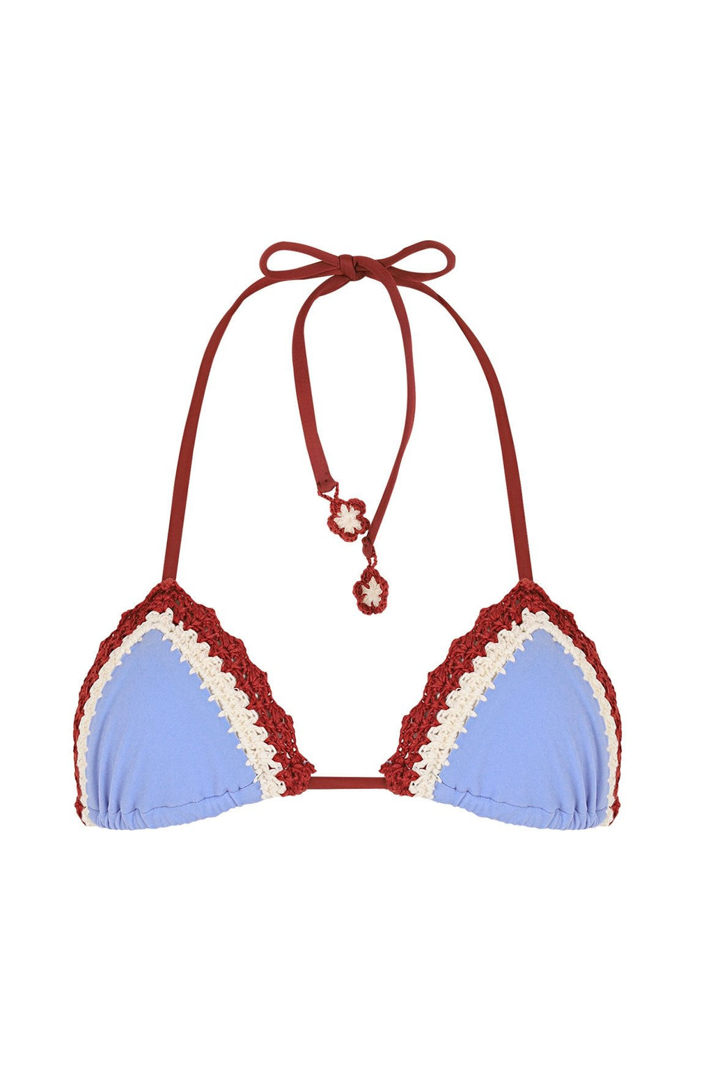 Bea bikini top with crochet trim — detail