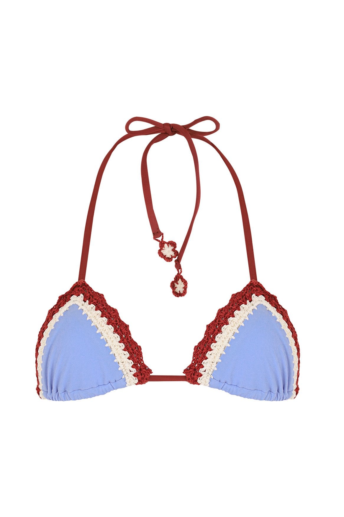 Bea bikini top with crochet trim — detail
