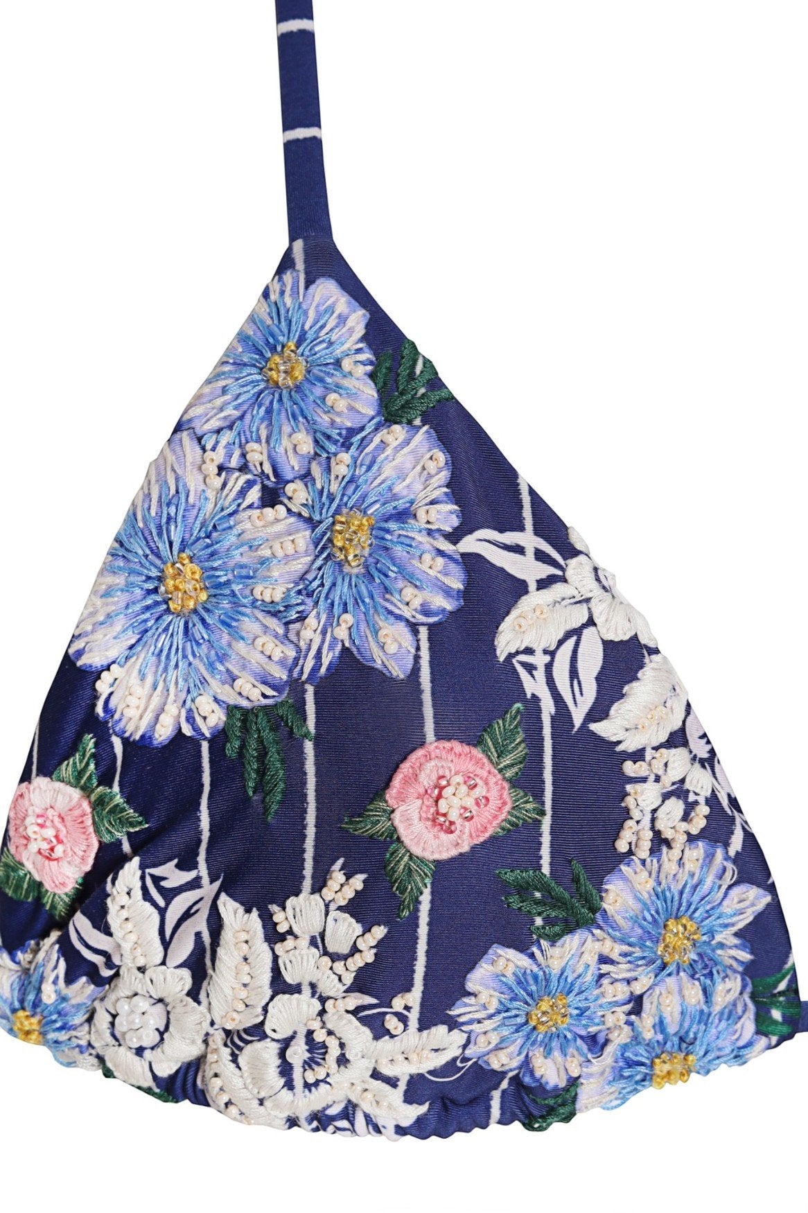 Lolita bikini top with floral embroidery — back view