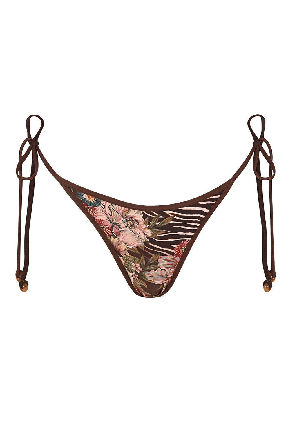 Clemente bikini bottom in floral and zebra print — print detail