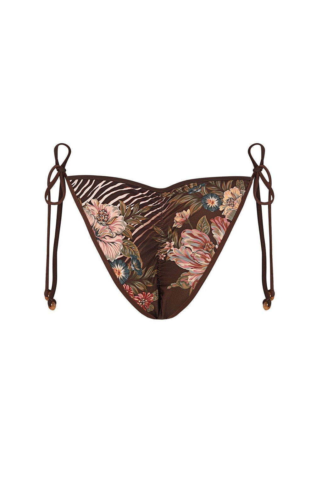 Clemente bikini bottom in floral and zebra print — back view