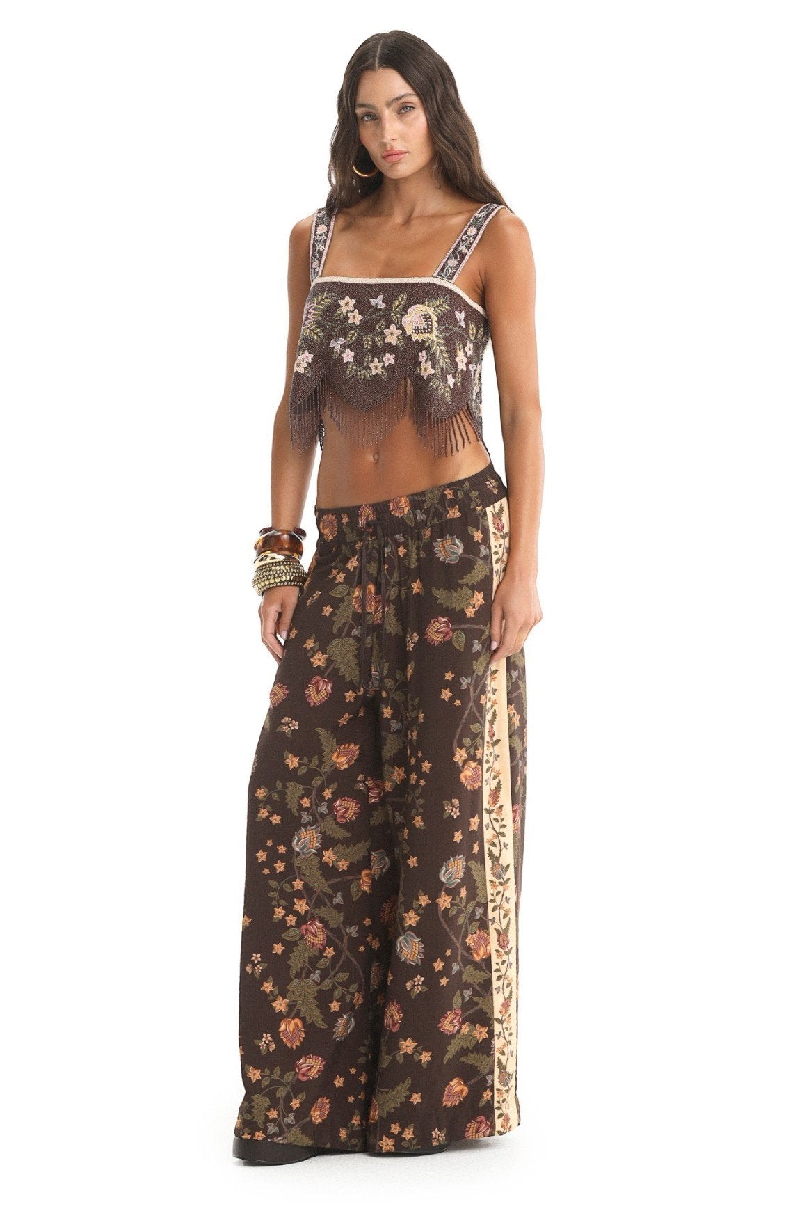 Aida hand-beaded crop top — front view