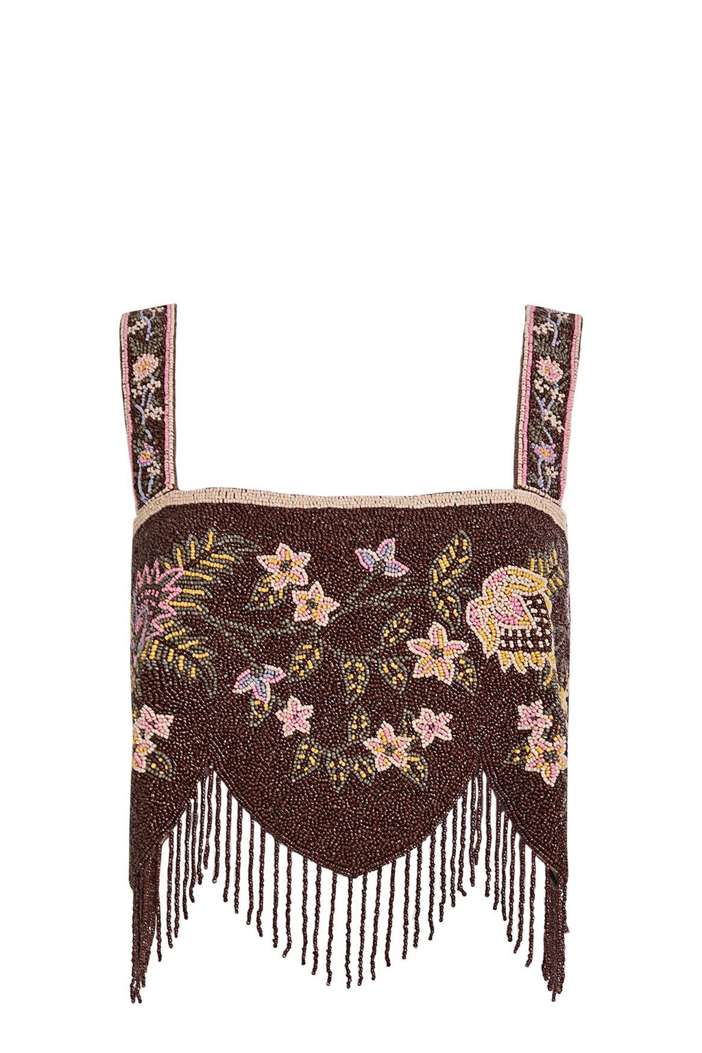 Aida hand-beaded crop top — beading detail