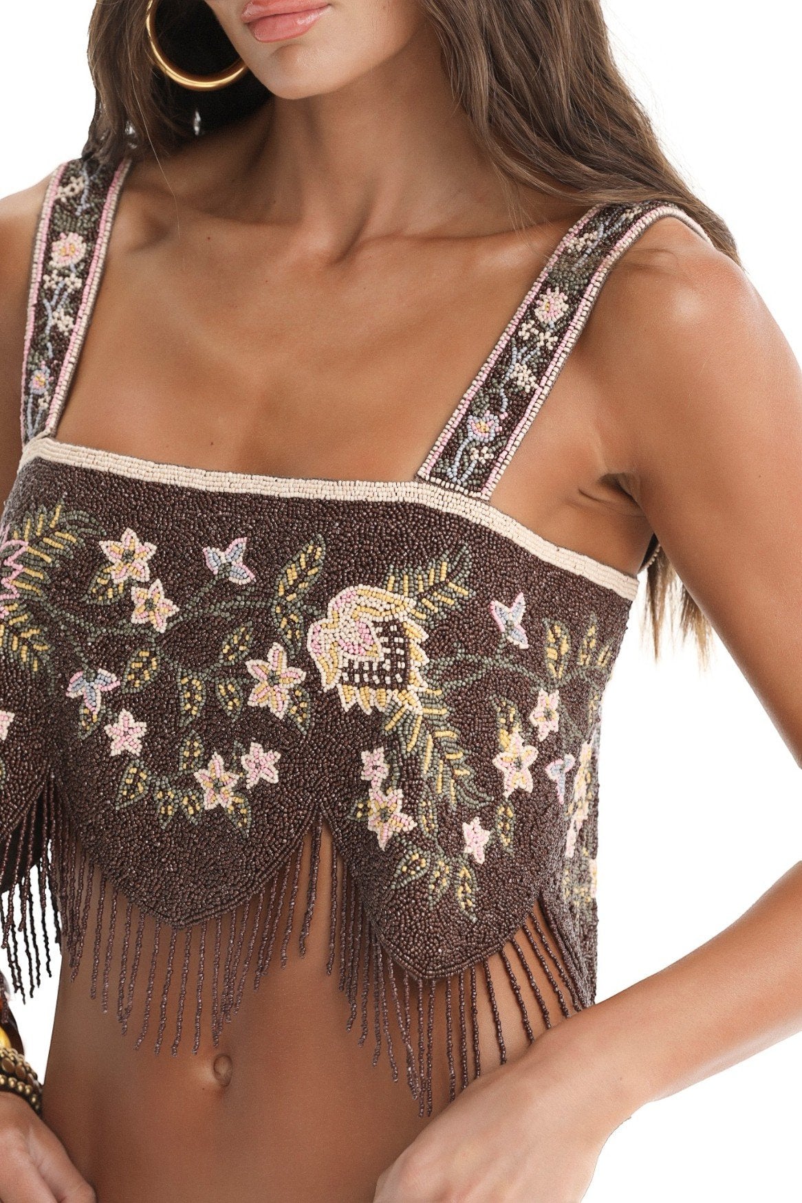 Aida hand-beaded crop top — second alternate view