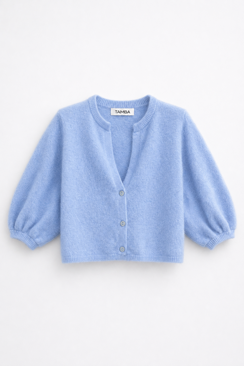Angora knitted cardigan with V-neck
