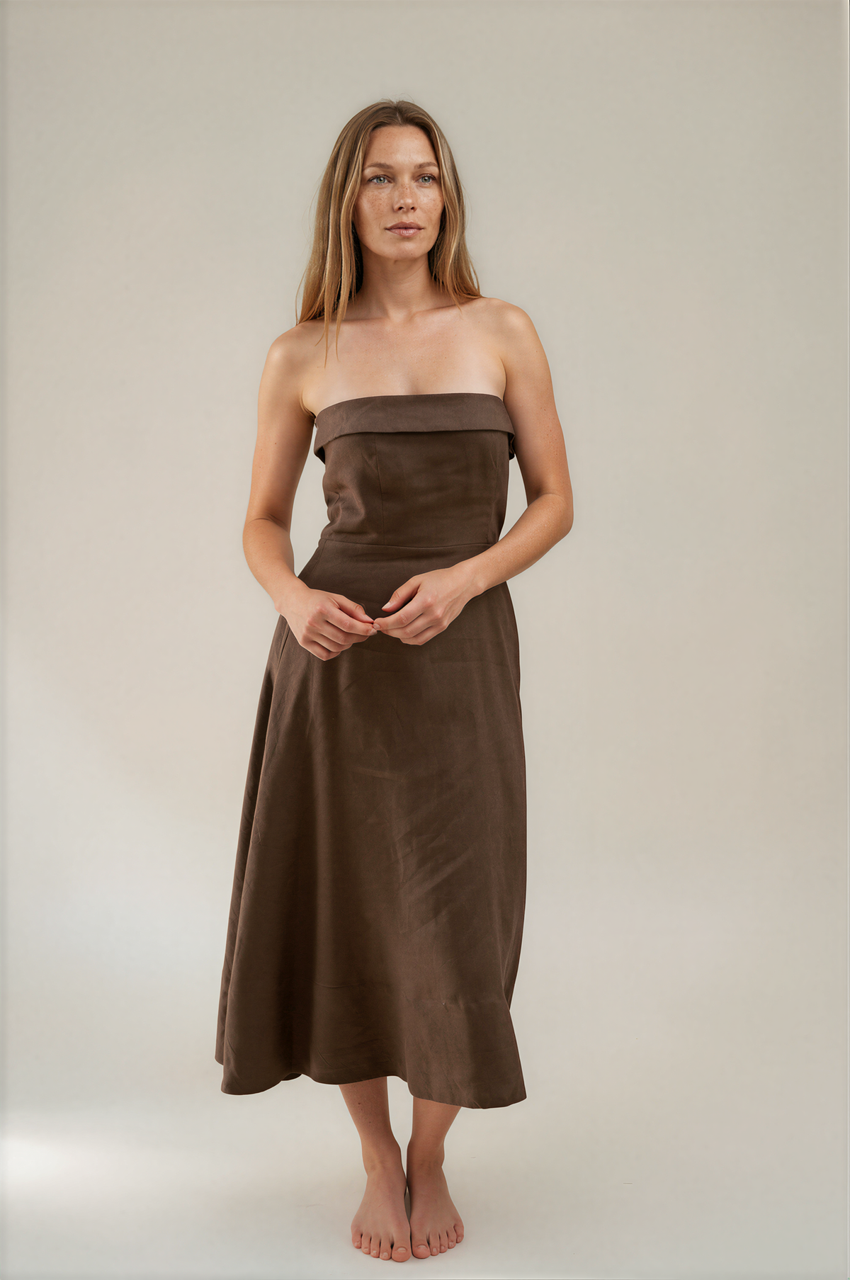 Alize Linen Dress Brown