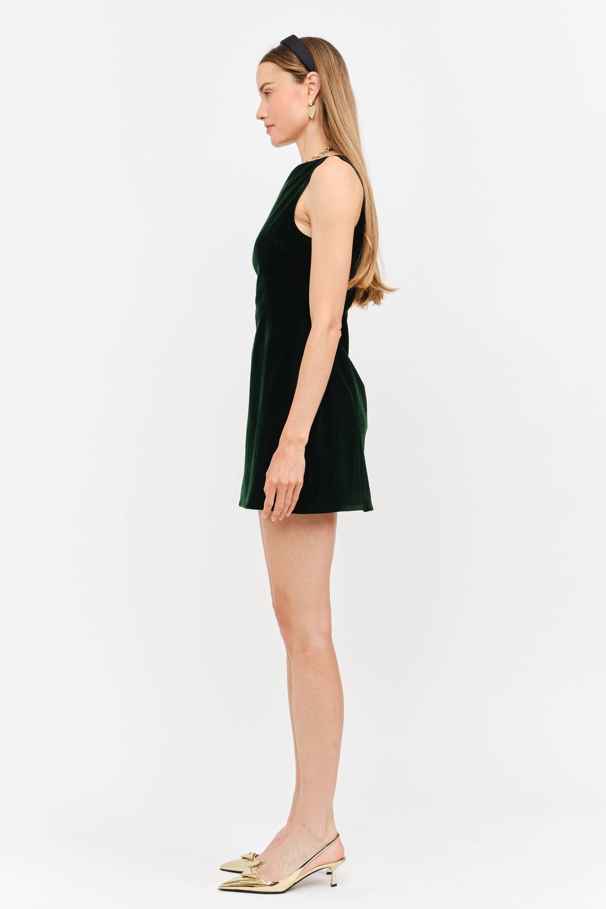 Carmine Hunter Green Velvet Dress : Hunter Green