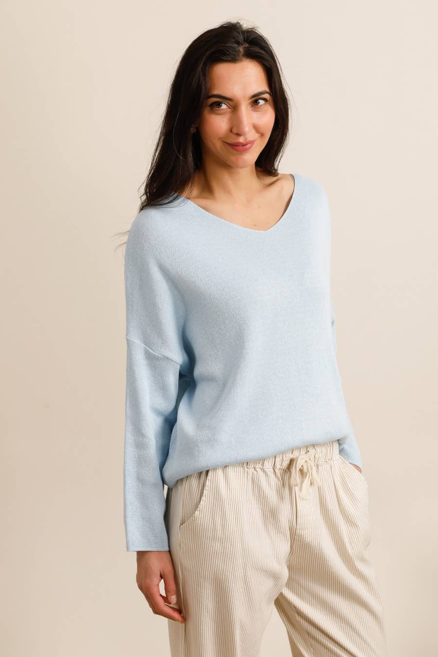 100% Cotton Cindy V Neck Sweater