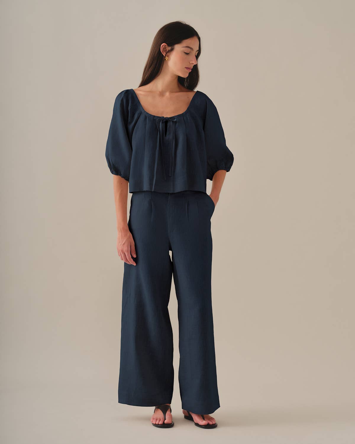 Linen Ava Pants Blue