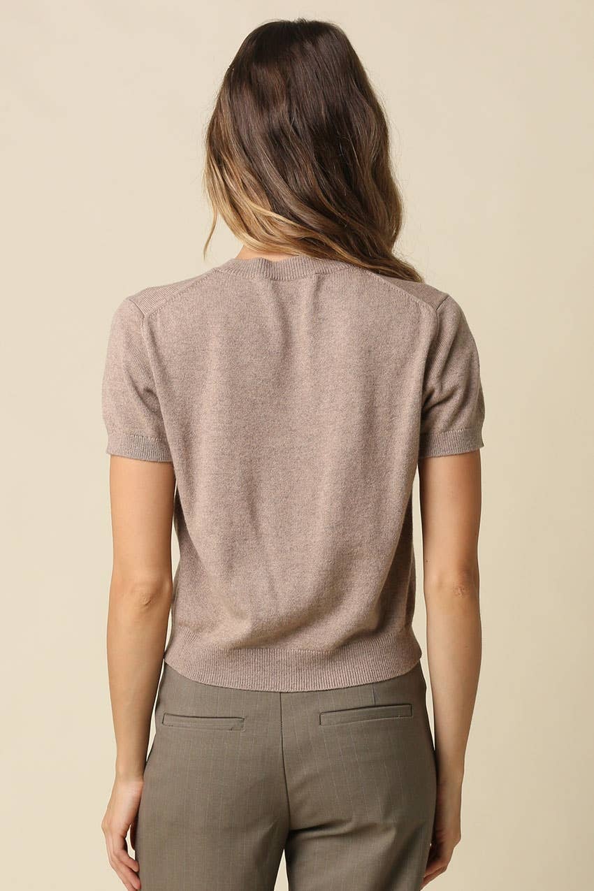 Maddie Wool Blend Short Sleeve Knit Cardigan