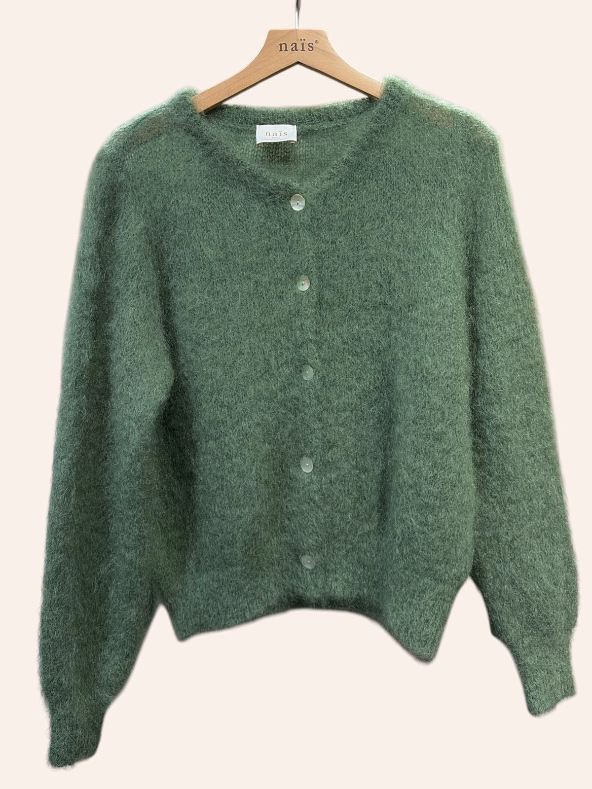 Mohair Round Neck Buttoned Cardigan