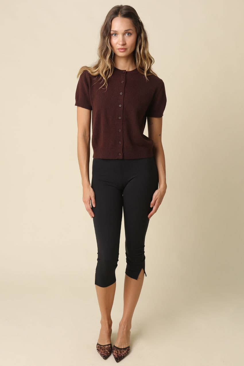 Maddie Wool Blend Short Sleeve Knit Cardigan