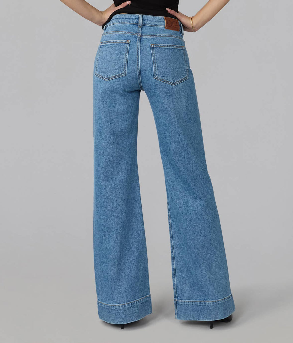 Knox Mid Rise Comfort Flare Jeans - Sunwashed Indigo