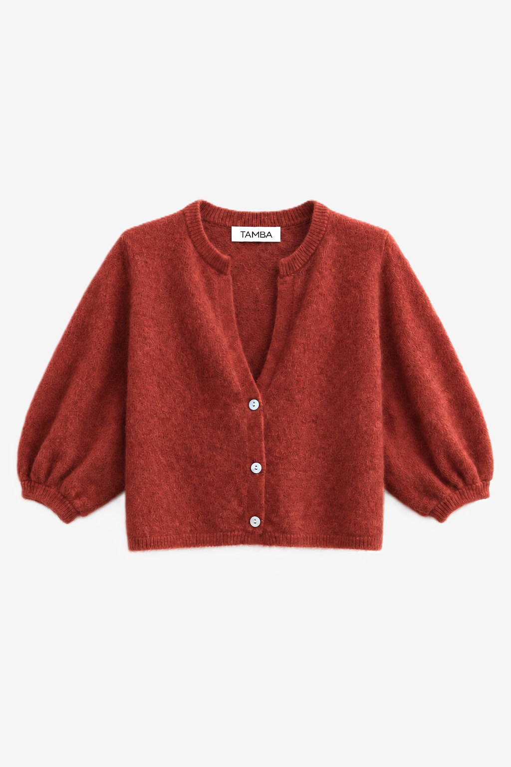 Angora knitted cardigan with V-neck
