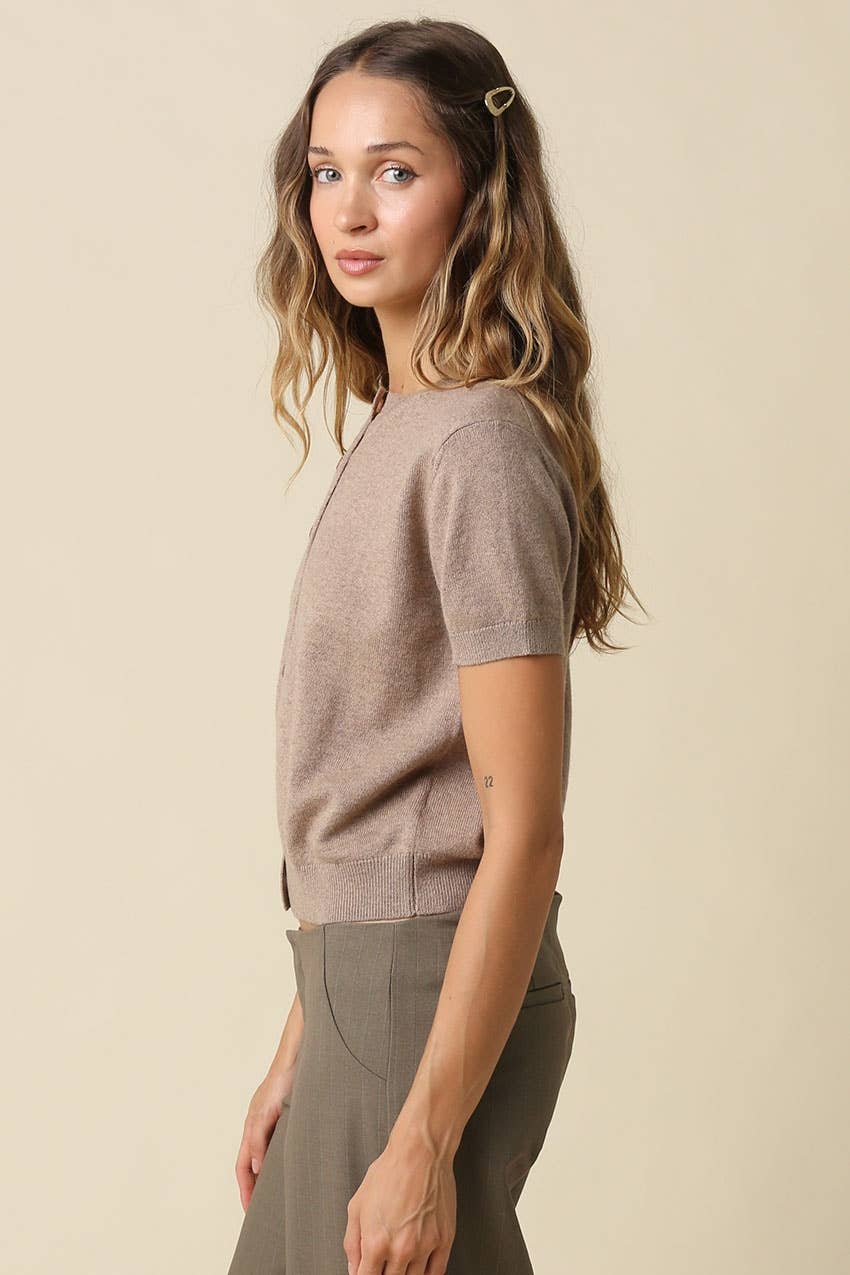 Maddie Wool Blend Short Sleeve Knit Cardigan