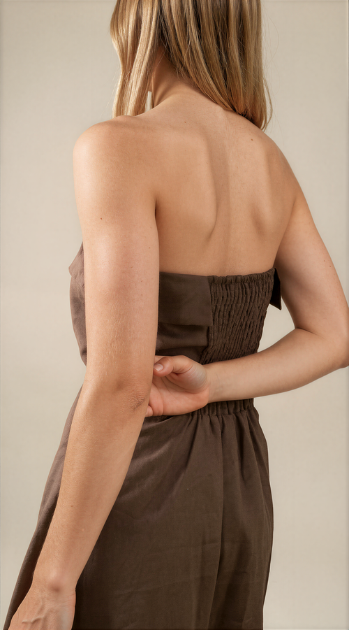 Alize Linen Dress Brown