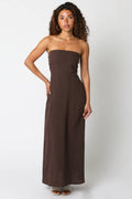 Robe longue en lin Irise : Marron / L